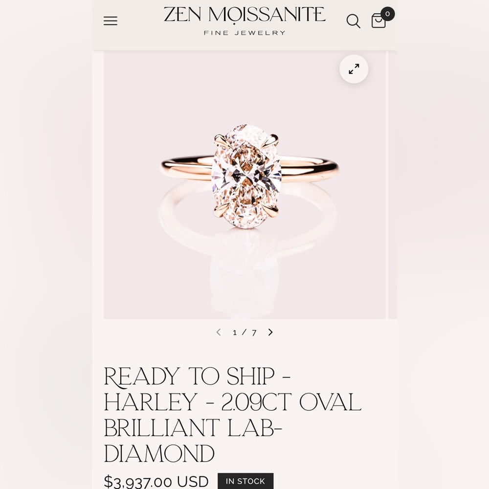 Zen Moissanite Oval Brilliant Lab-Diamond Ring